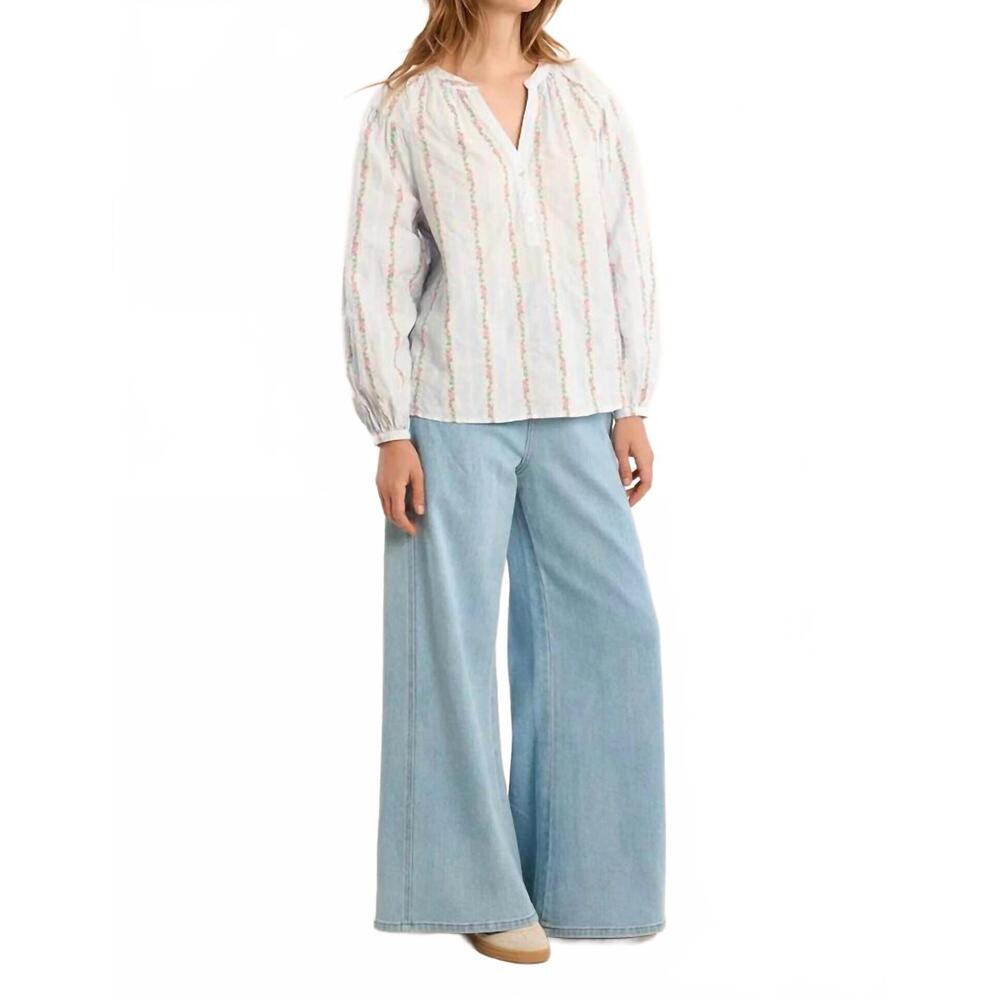 NEW MOLLY BRACKEN ladies woven blouse in blue